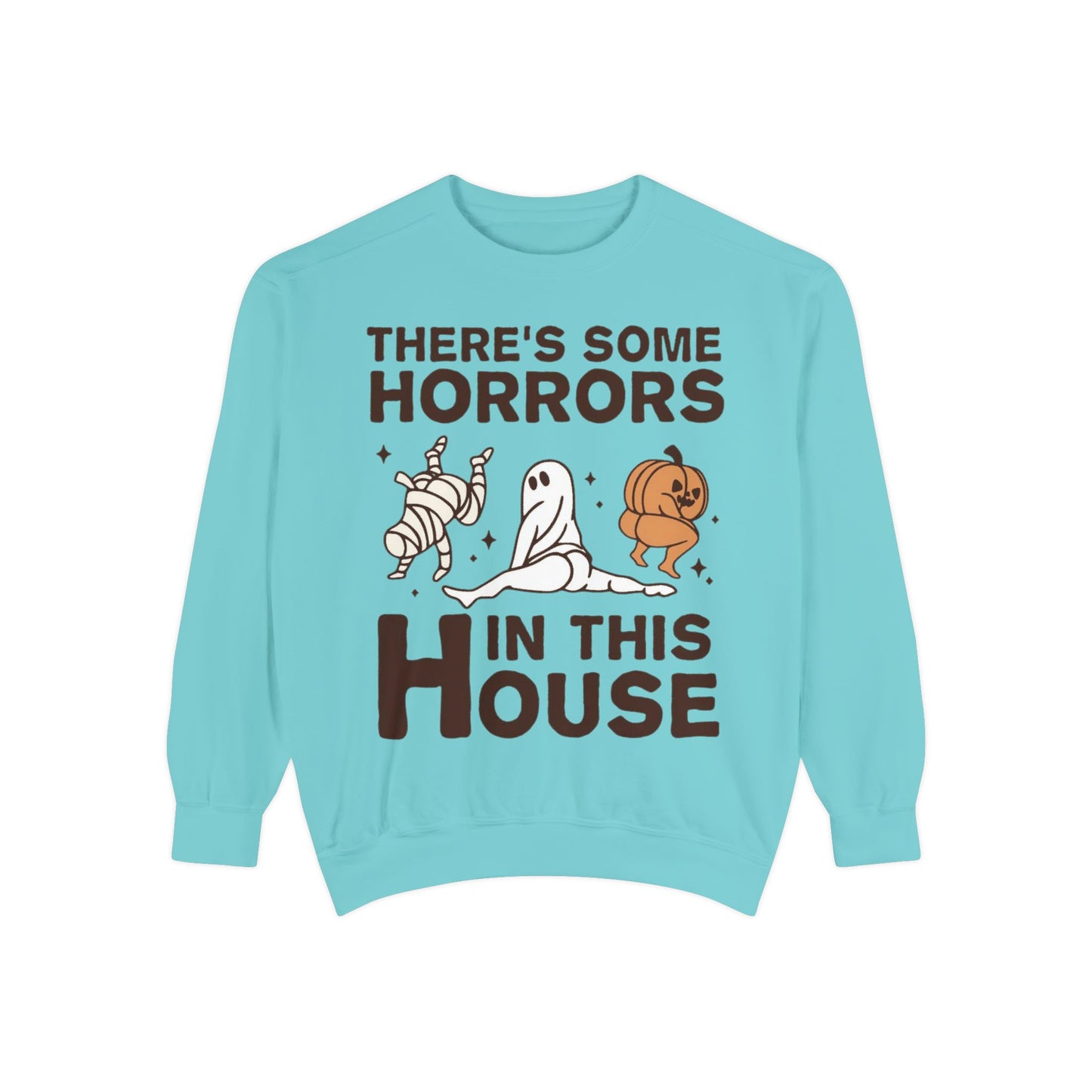 Halloween Themed Unisex Sweatshirt - Fun Ghosts & Mummy Design for Fall, Cozy Casual Wear, Halloween Party, Gift for Friends, Autumn Vibes