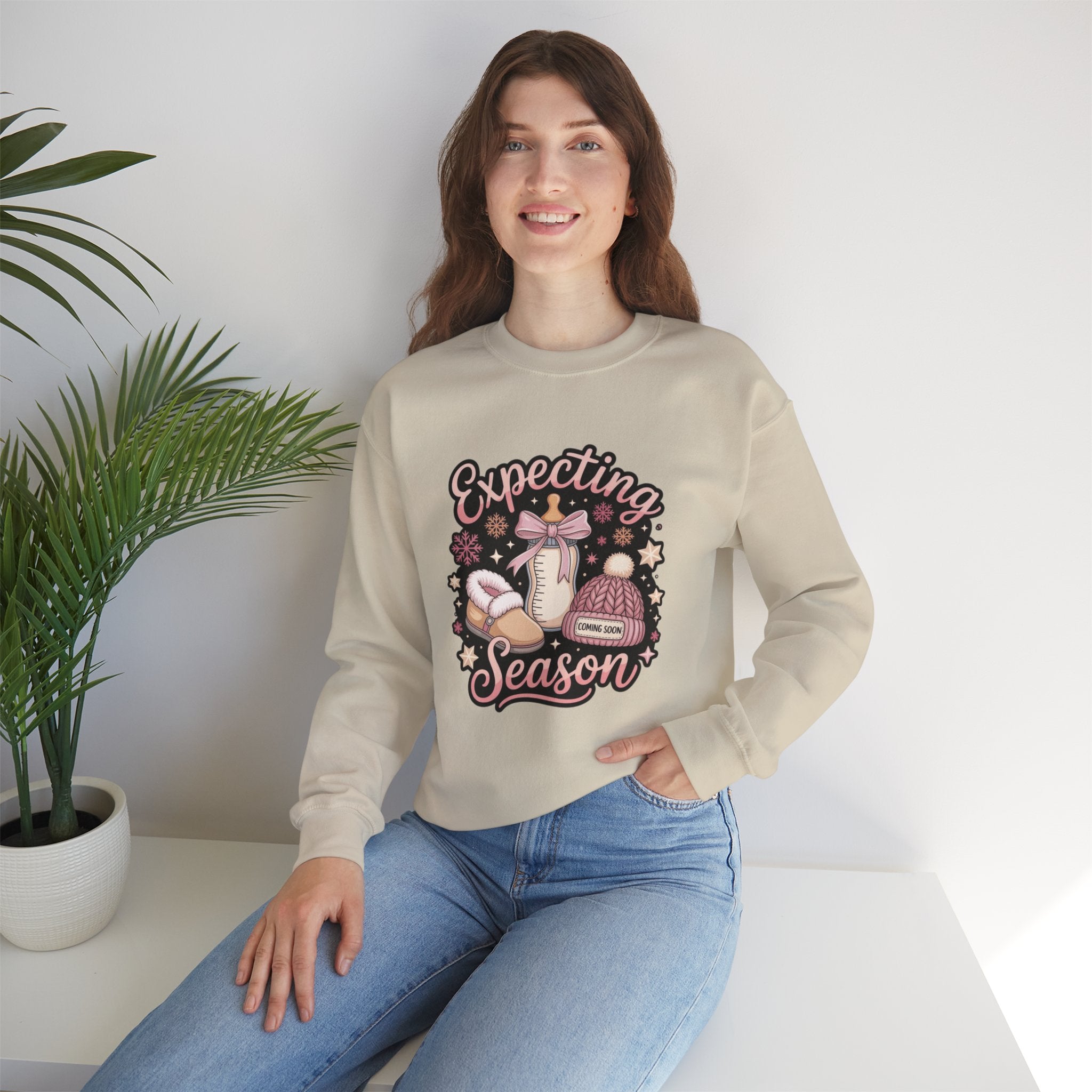 Expecting Season Sweatshirt  Cute Pregnancy Announcement Pullover Cartoon Christmas T-shirts and Sweaters