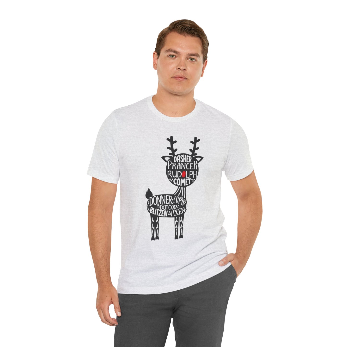 Christmas Reindeer Graphic Tee - Unisex Jersey Short Sleeve Shirt