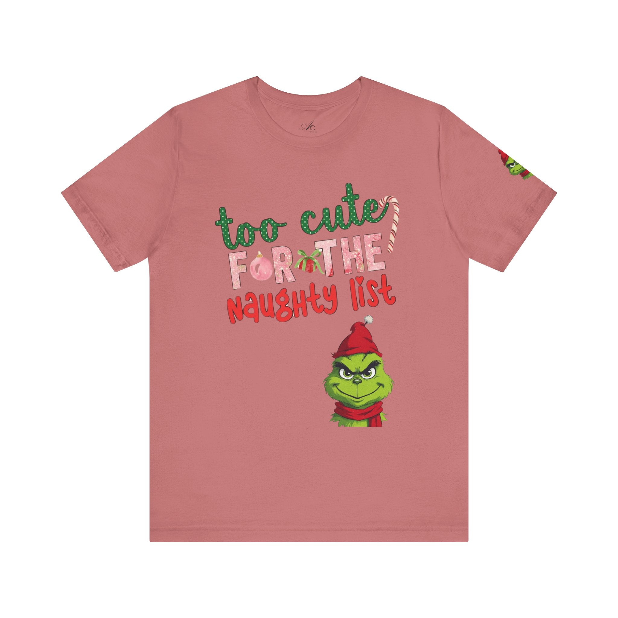 Christmas T-Shirts and Sweatshirts Collection Cute Grinch Holiday Tee 'Too Cute for the Naughty List' Unisex Jersey T-Shirt