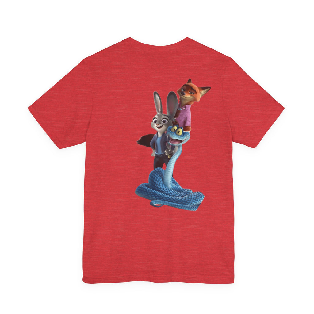 Animated Character Tee — Cute Fox & Bunny Stack Graphic T-Shirt  cartoon-style Christmas artwork