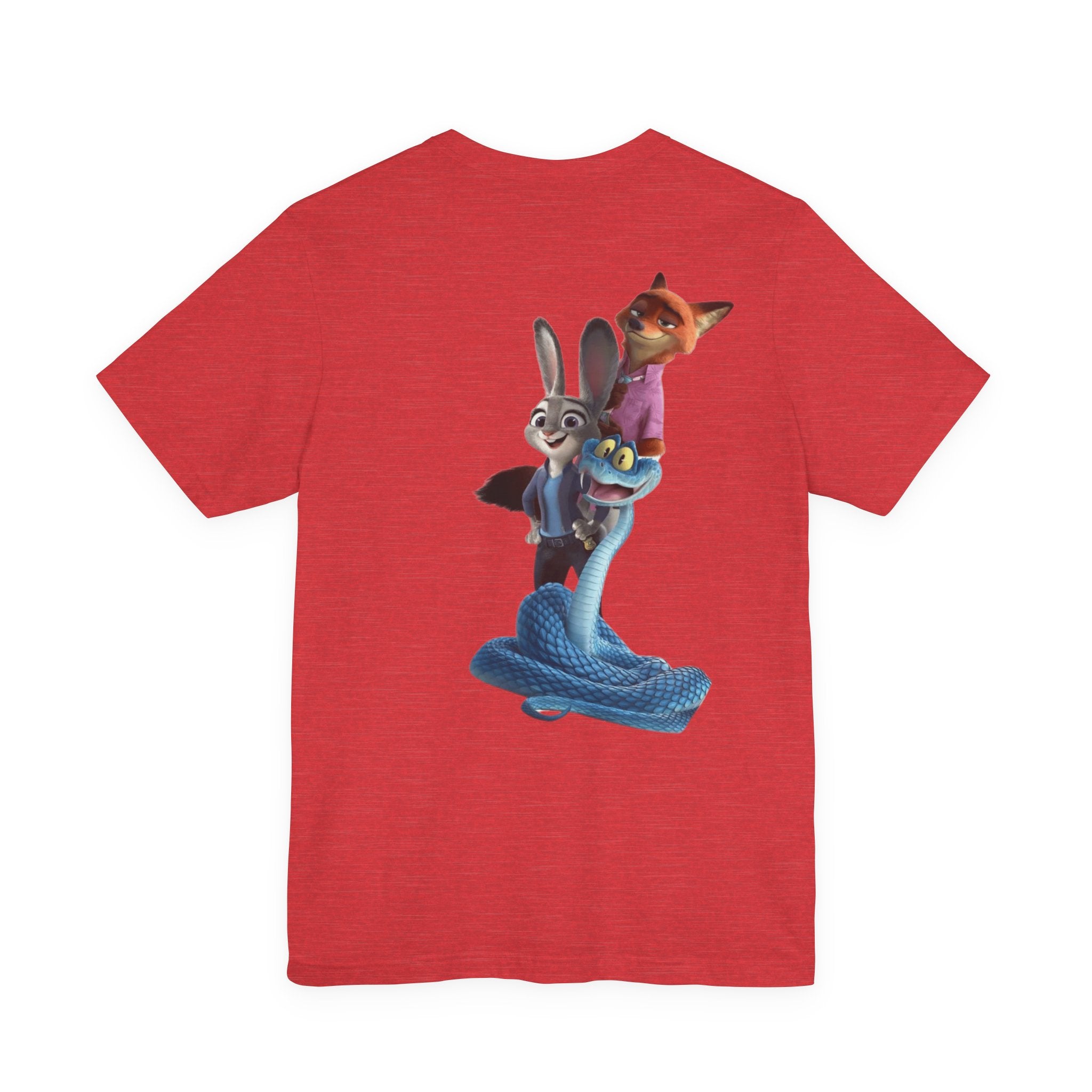 Animated Character Tee — Cute Fox & Bunny Stack Graphic T-Shirt  cartoon-style Christmas artwork