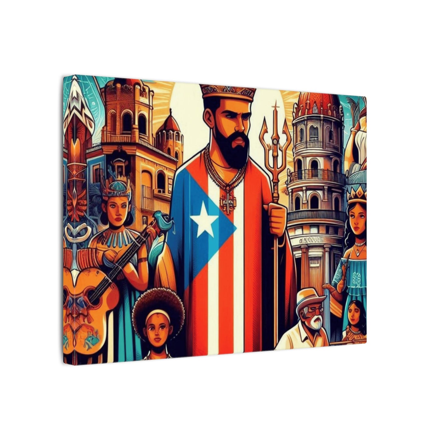 Vibrant Puerto Rican Art Canvas, Cultural Wall Decor, Celebration Decor, Unique Gift, Home Accent, Multi-Size