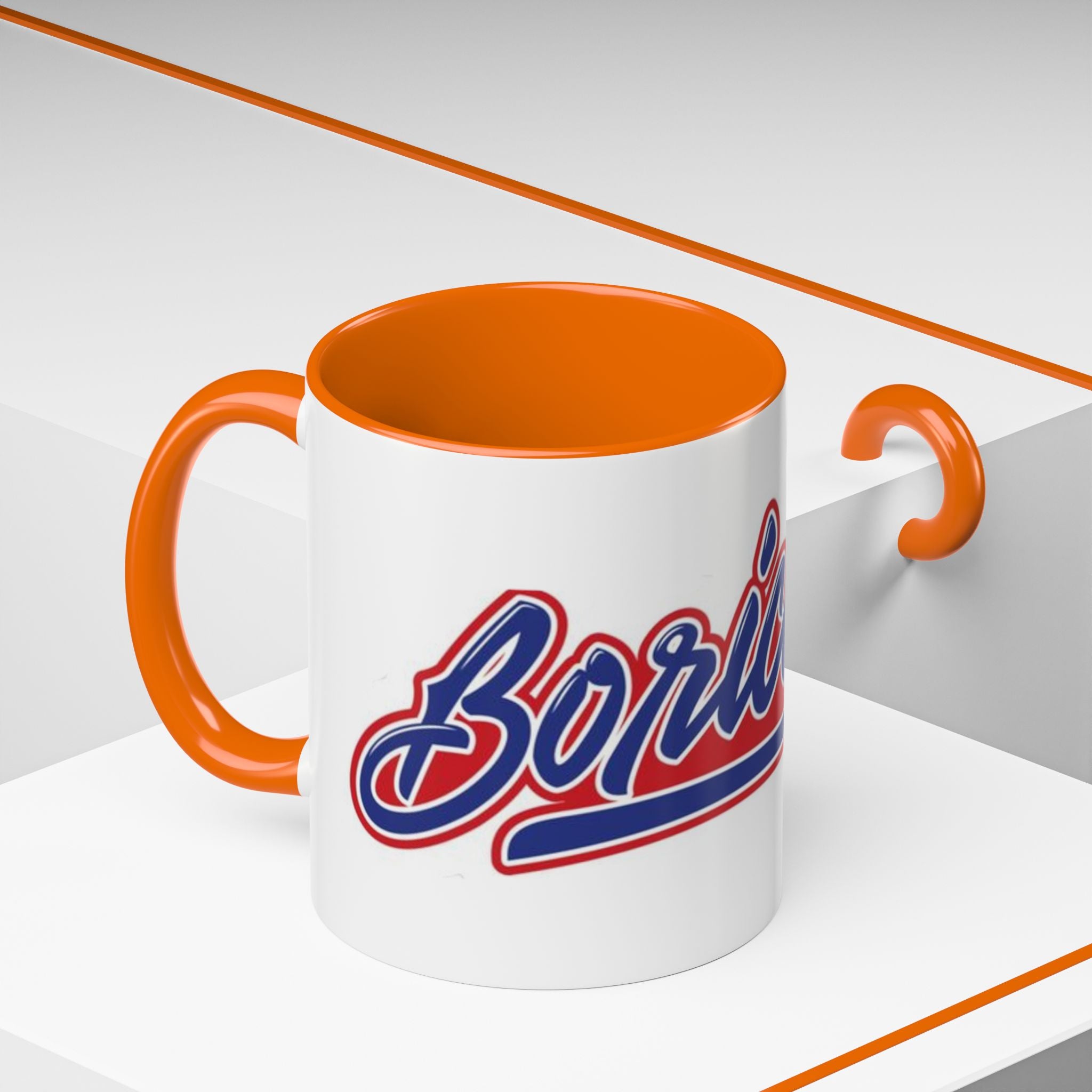 Puerto Rico Script Accent Coffee Mug — Retro Red & Blue 'Boricua' Design (11/15oz)