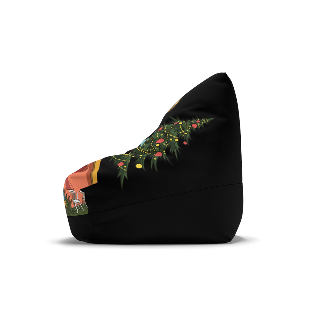 Puerto Rico Navidades Benito Bean Bag Chair Cover  Retro Camper Vibes Graphic (Man in Straw Hat, Palm Trees & Trailer)