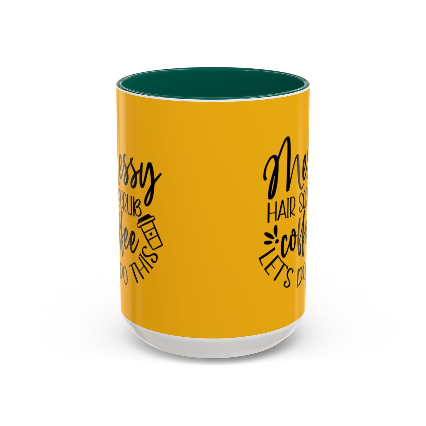 Holiday Coffee Cups with Festive Quotes & Designs Messy Hair Coffee Mug - Fun Yellow Ceramic Cup for Coffee Lovers