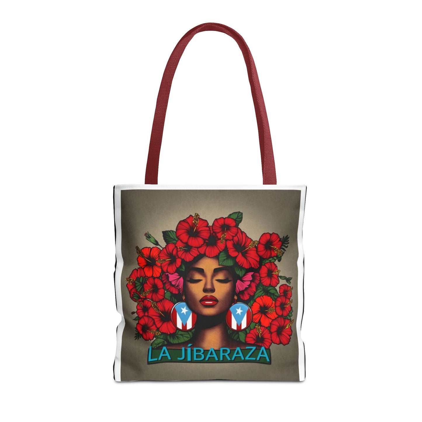 La Jíbara Tote Bag — Puerto Rican Floral Portrait Canvas Tote Puerto Rico Christmas Tote