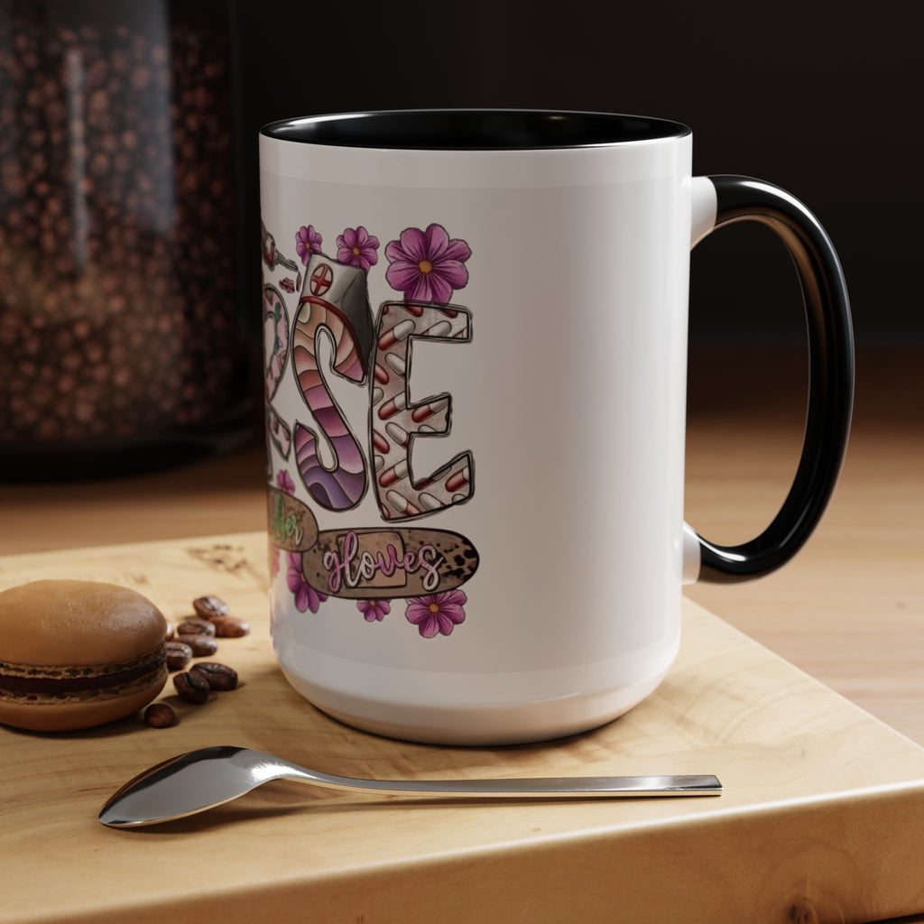 Nurse Love Coffee Mug  Cute Floral Medical Stethoscope & Syringe Design (11/15oz) Medical Christmas Mug