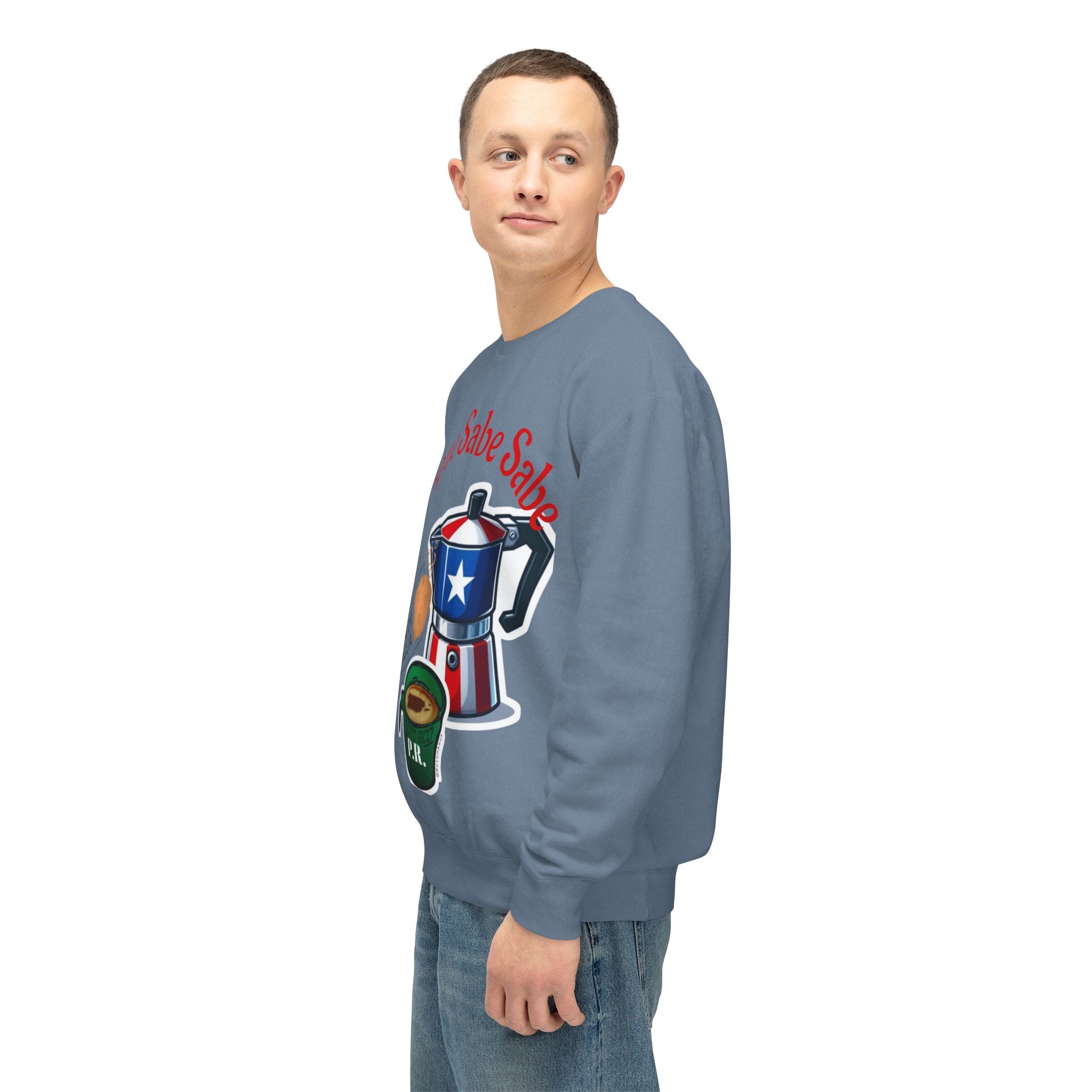 Crewneck Sweatshirt — "El que Sabe Sabe" Puerto Rico Coffee Design
