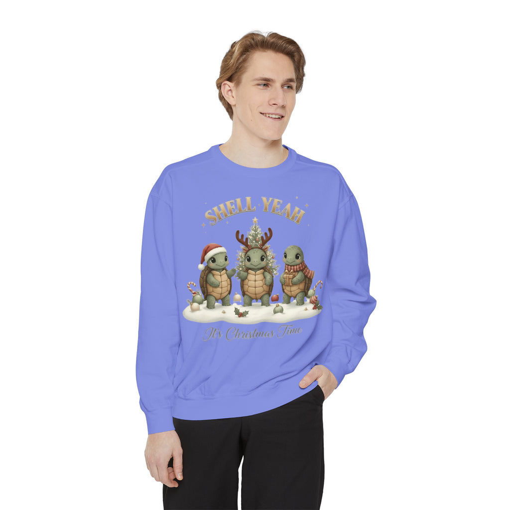 Christmas Turtle Sweatshirt  "Shell Yeah, It’s Christmas Time" Holiday Pullover