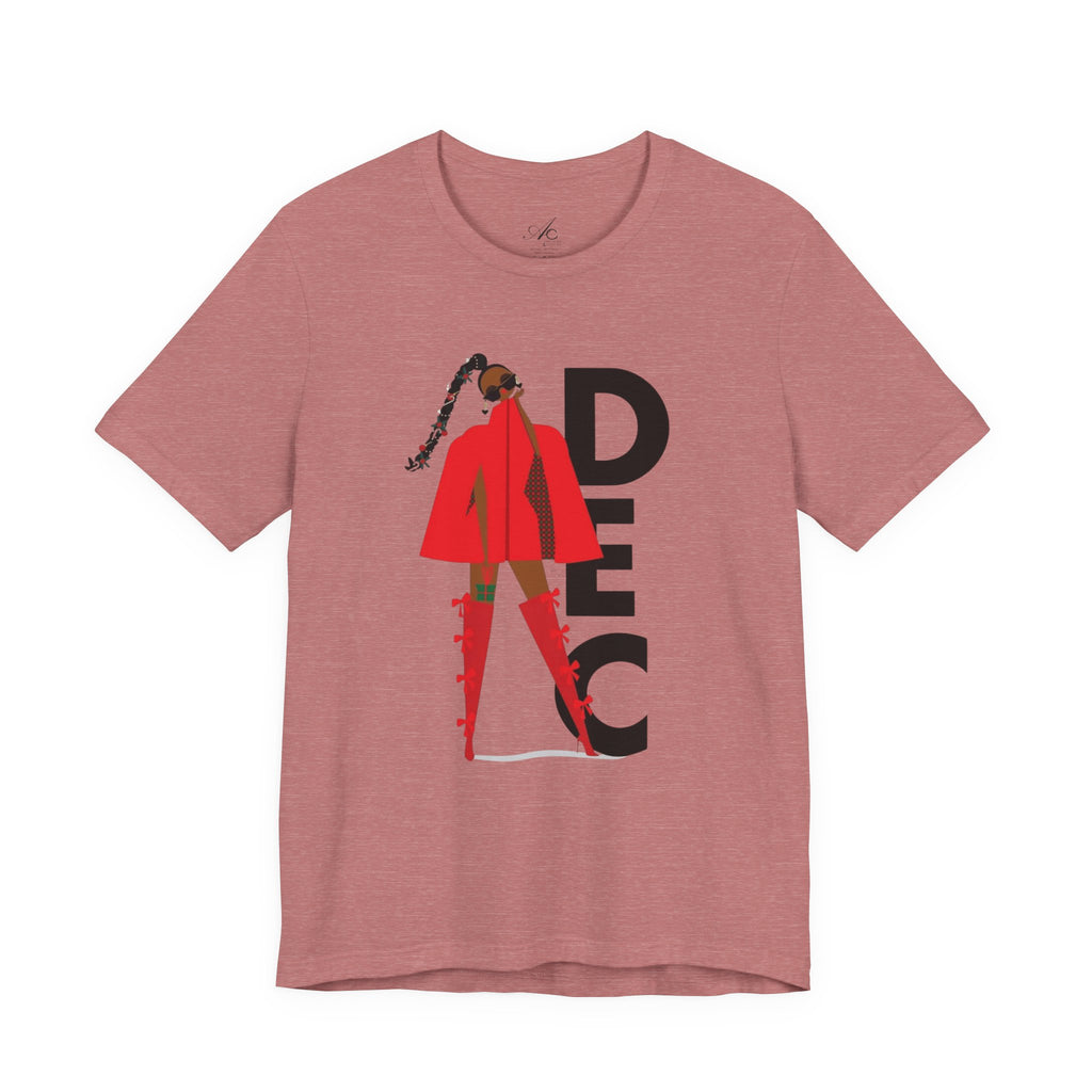 December Fashion Tee  Red Coat Model Graphic Shirt