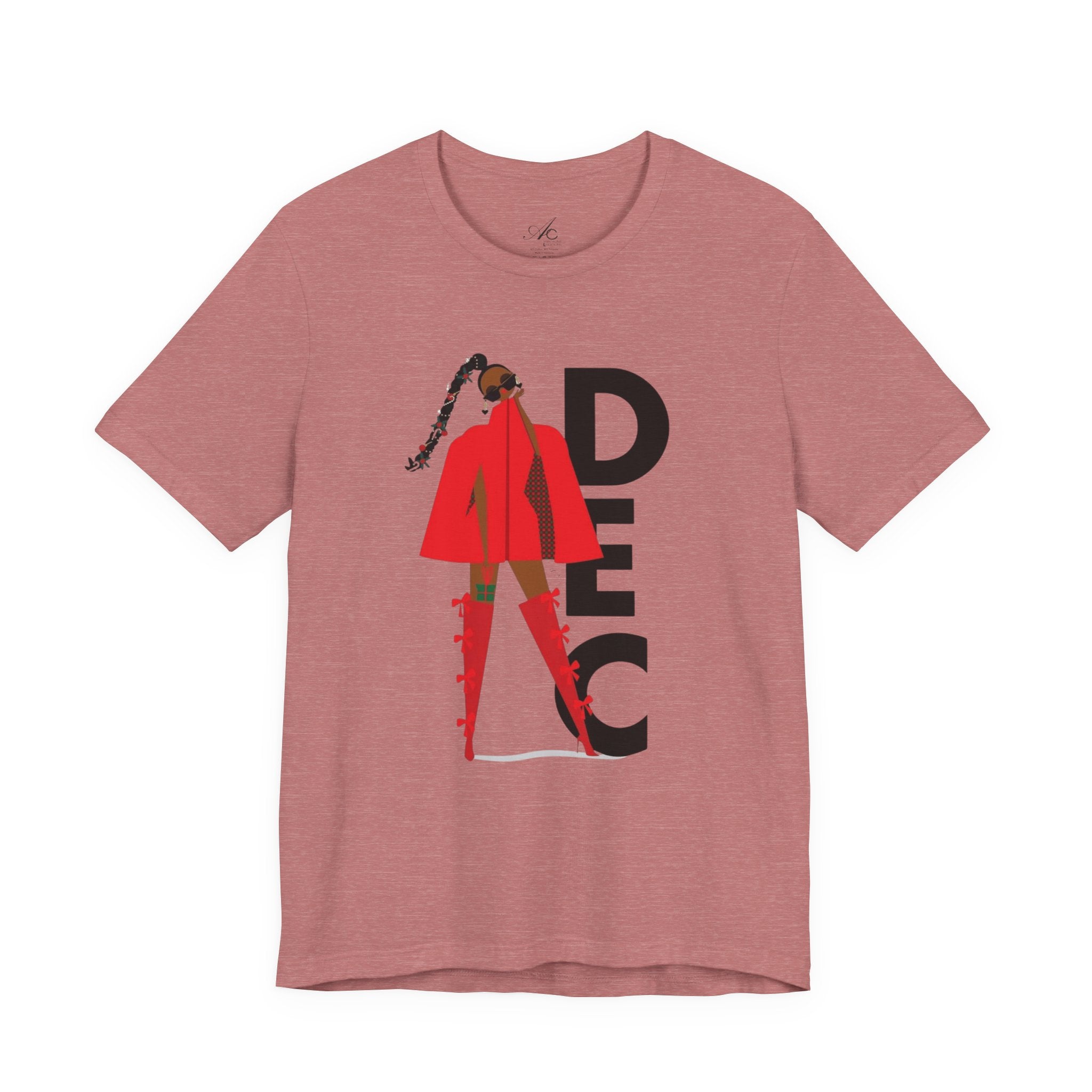 December Fashion Tee  Red Coat Model Graphic Shirt