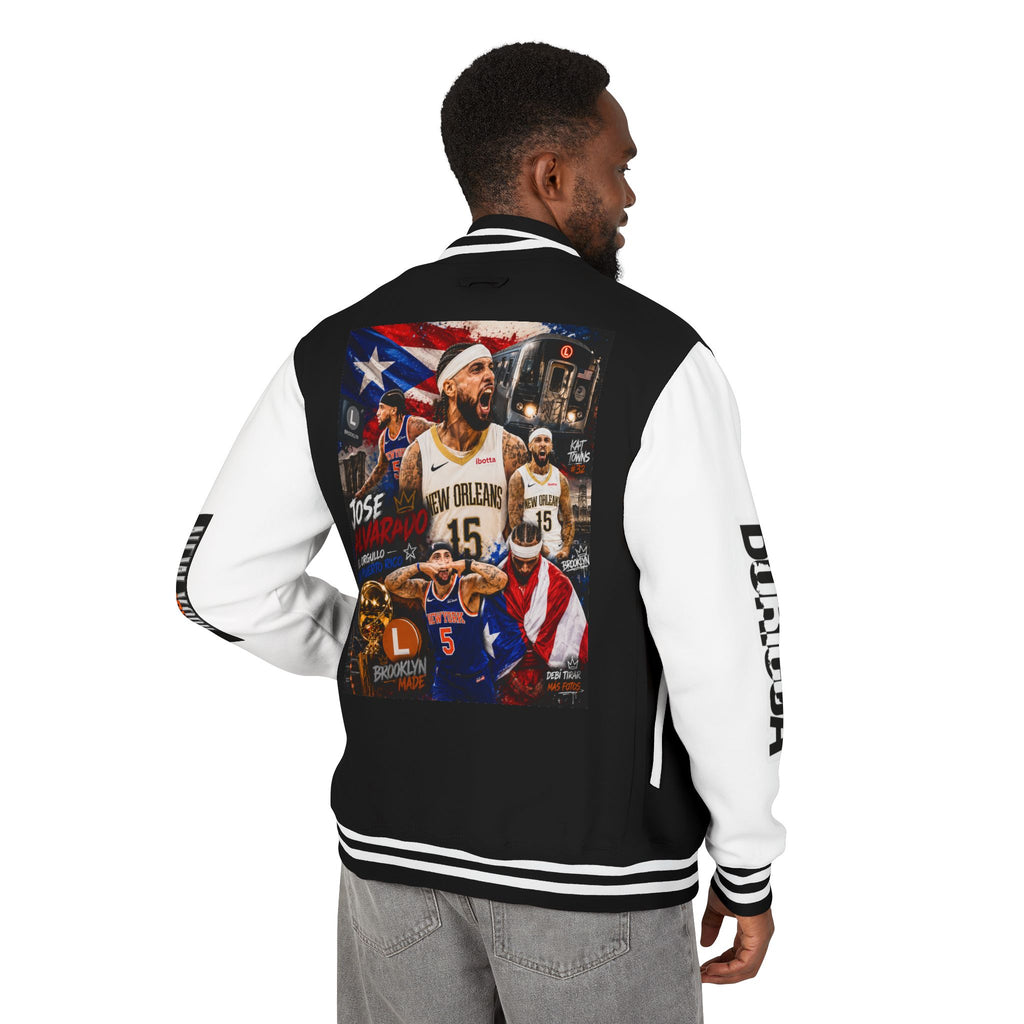 Basketball-Inspired Letterman Jacket — Men's Retro Varsity Sports Jacket Jose AlvarTribute Varsity Jacket