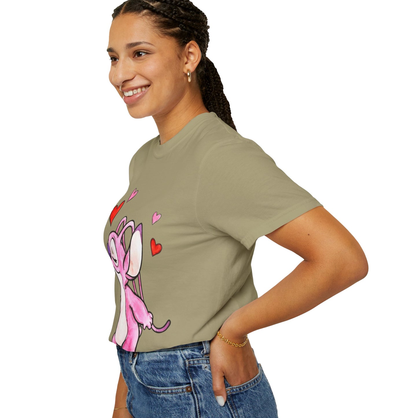 T-Shirt — Cute Pink Cartoon Creature with Hearts | Valentine’s Gift Tee