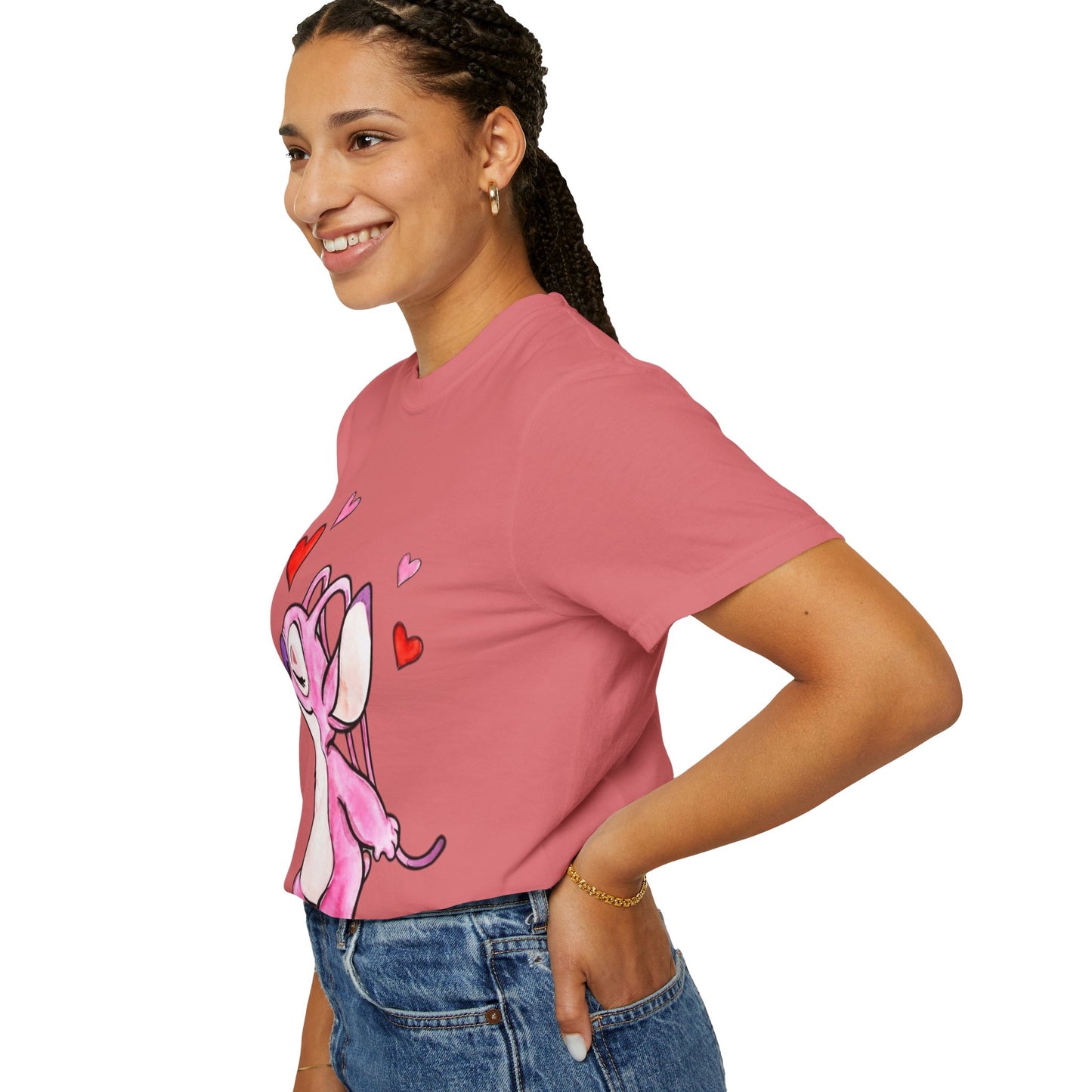T-Shirt — Cute Pink Cartoon Creature with Hearts | Valentine’s Gift Tee