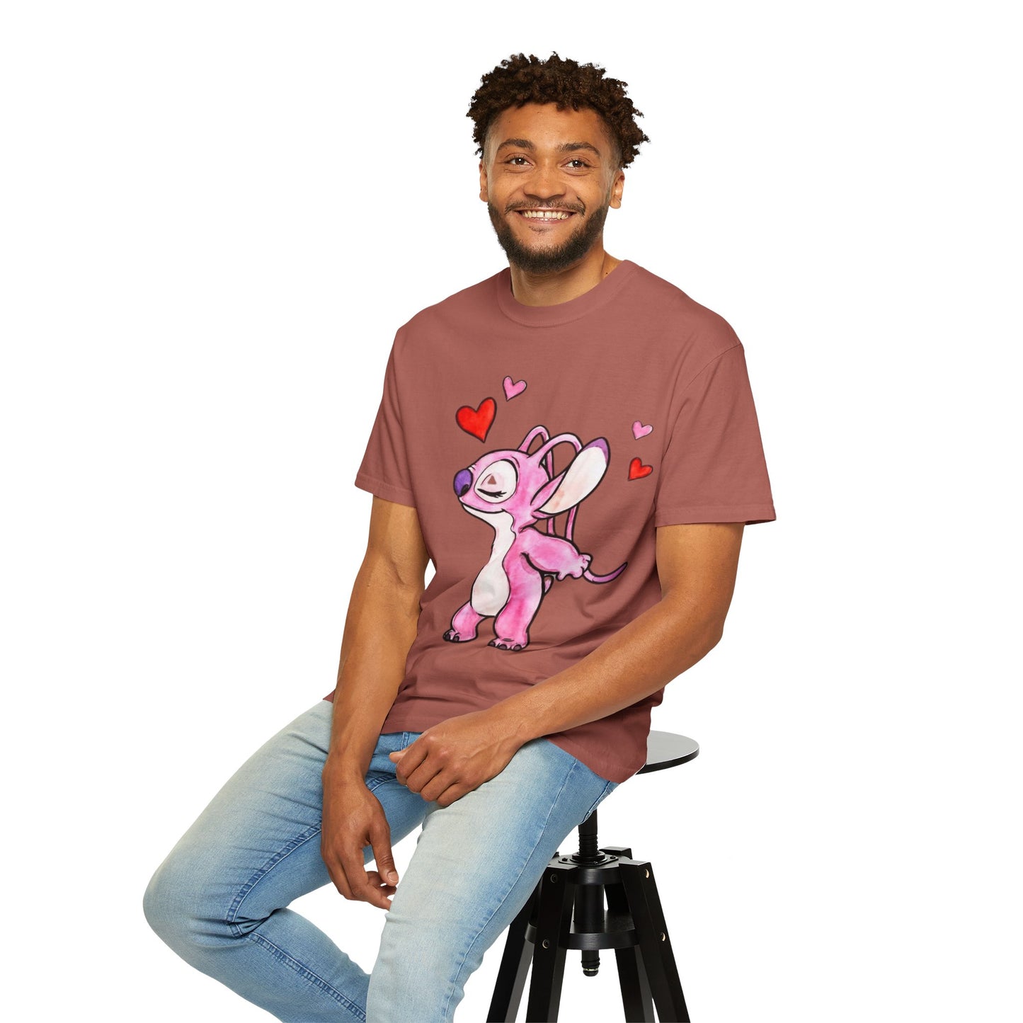 T-Shirt — Cute Pink Cartoon Creature with Hearts | Valentine’s Gift Tee