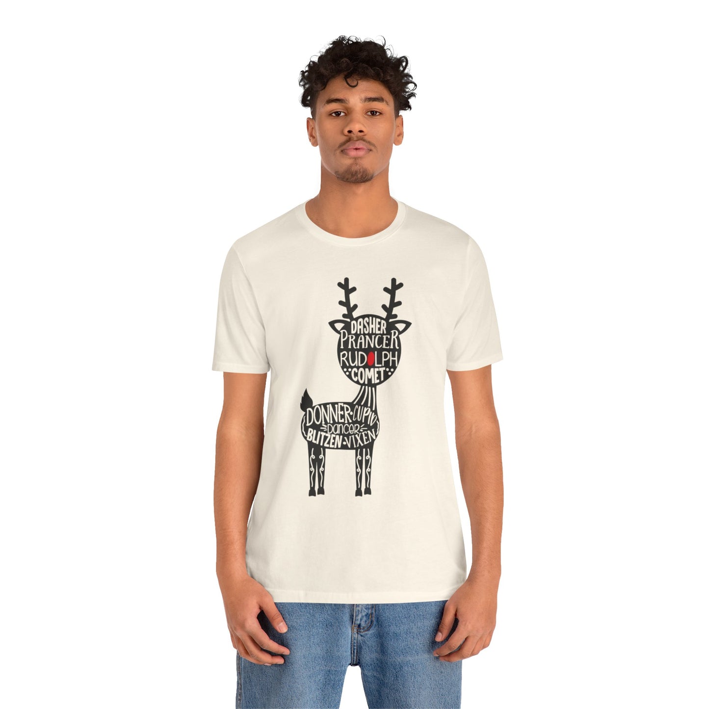 Christmas Reindeer Graphic Tee - Unisex Jersey Short Sleeve Shirt
