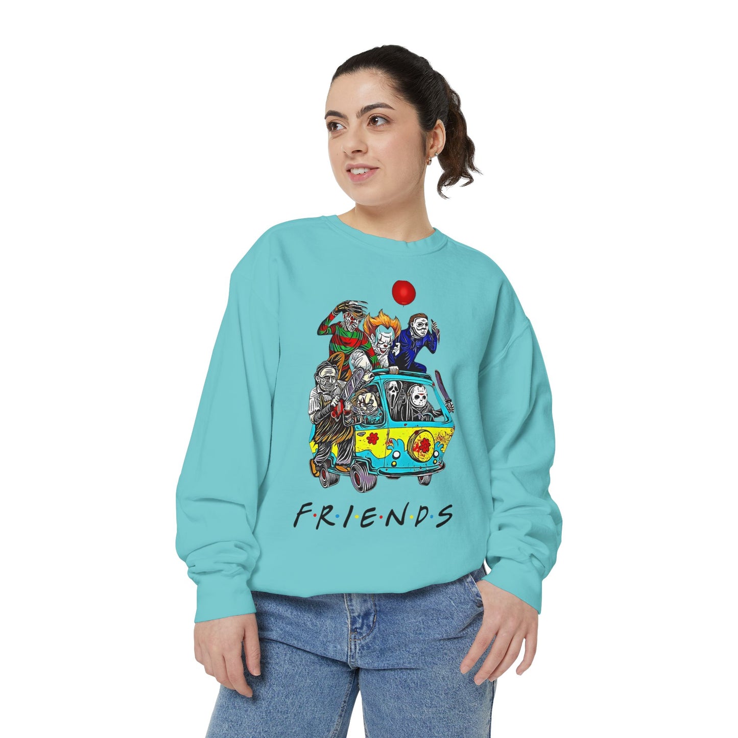 Friends-Inspired Unisex Garment-Dyed Sweatshirt, Cozy Casual Wear, Unique Graphic Sweatshirt, Perfect Gift, Everyday Style