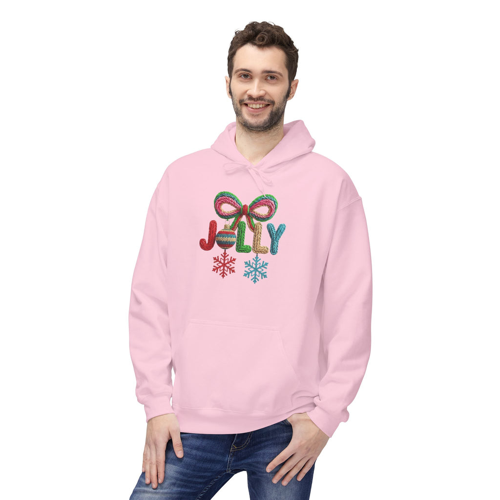 Jolly Candy Cane Holiday Hoodie — "JOLLY" Festive Sweatshirt