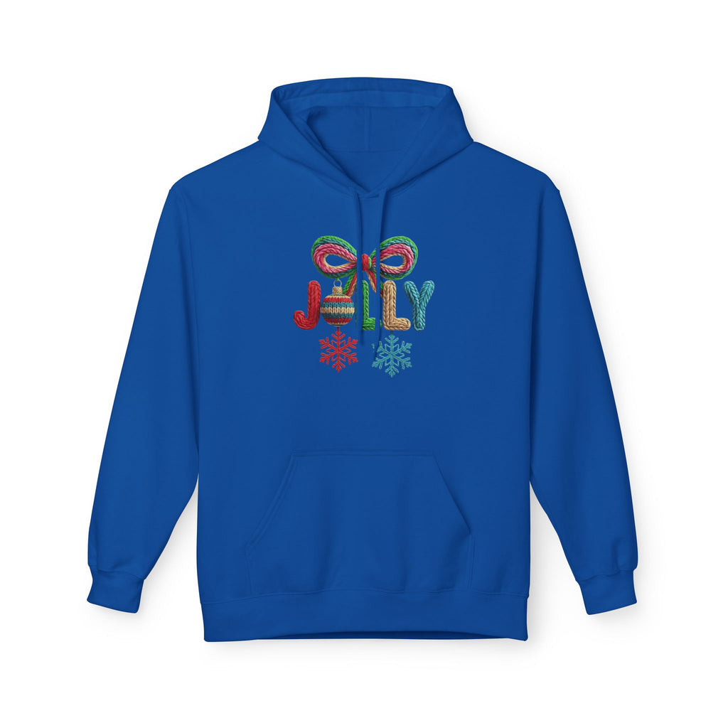 Jolly Candy Cane Holiday Hoodie — "JOLLY" Festive Sweatshirt