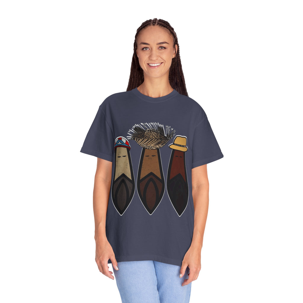 Puerto Rican Batey Cabin T-Shirt  Three Masks & Rustic House Graphic Tee Puerto Rico Navidades