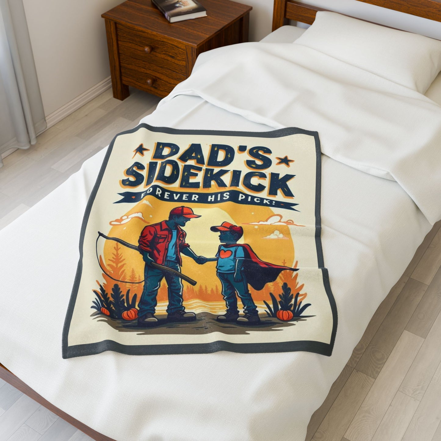 Dad's Sidekick Plush Blanket, Cozy Throw for Father & Son, Father's Day Gift, Family Bonding, Kid's Room Decor