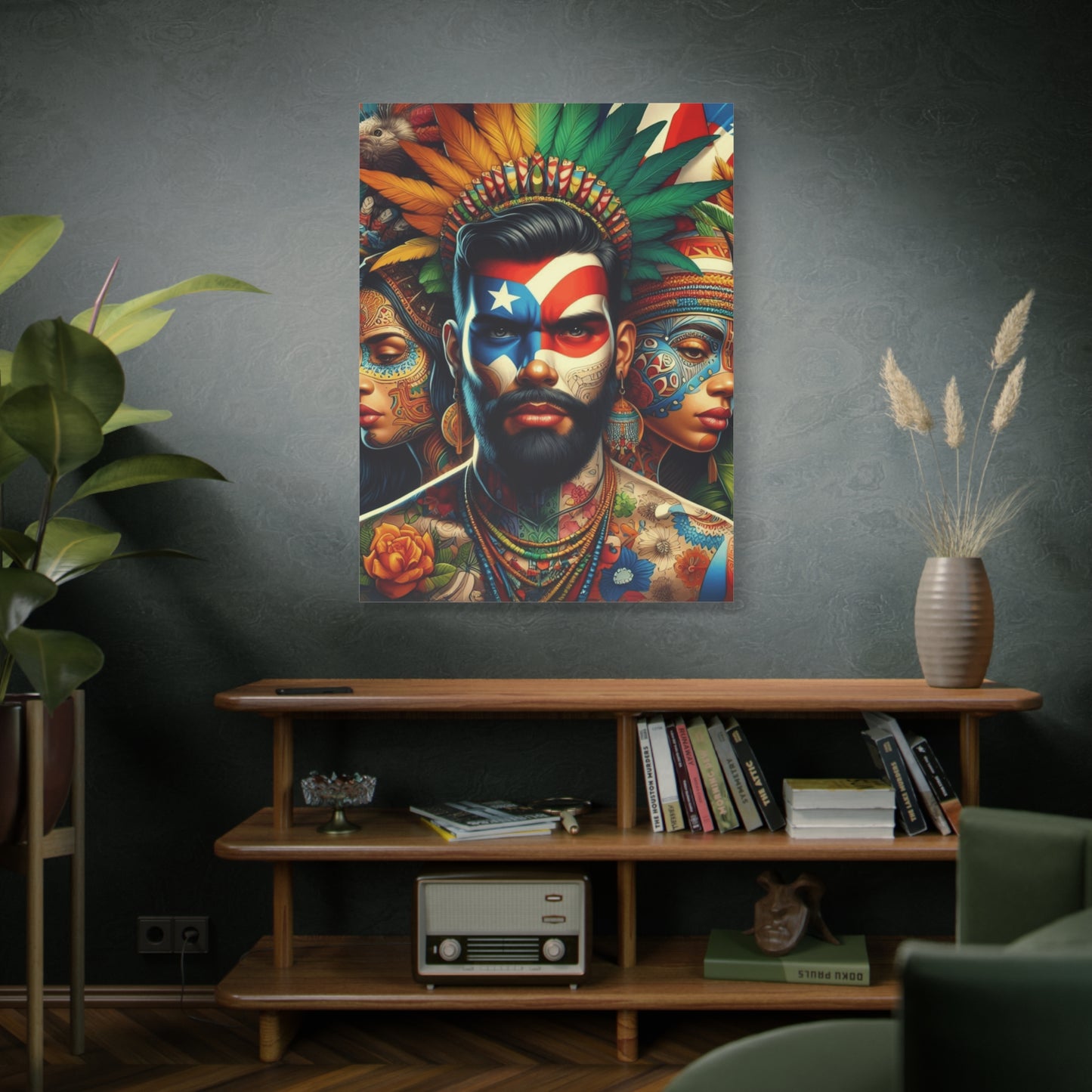 La Isla del Encanto Taíno Symbol Design Vibrant Cultural Art Canvas Print, Wall Decor, Home Decoration, Unique Artwork, Bohemian Style, Gift for Art Lovers