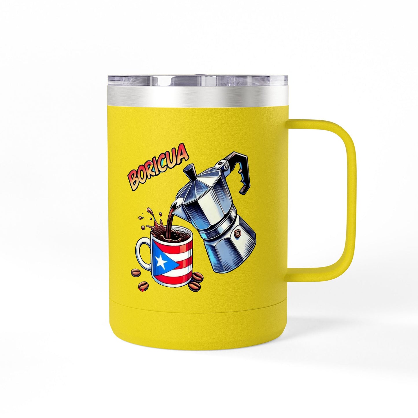 Puerto Rican Coffee Mug Tumbler, 15oz | Great Gift for Coffee Lovers, Unique Kitchen Decor, Perfect for Birthdays & Holidays