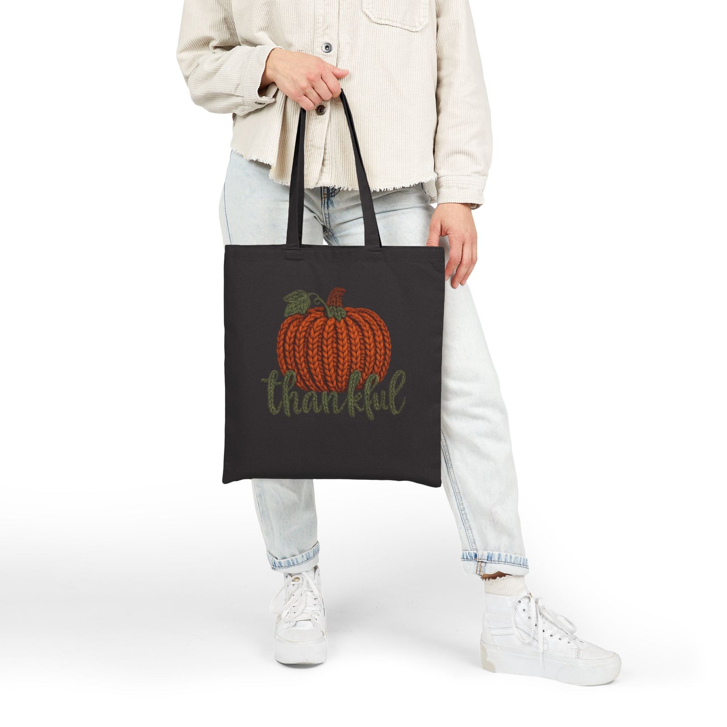 Thankful Pumpkin Tote Bag Christmas Tote Bag  Festive Holiday Design