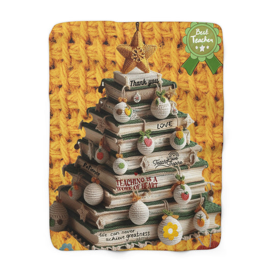 Teacher Appreciation Sherpa Blanket — "Teaching Is a Work of Heart" Cozy Fleece Throw