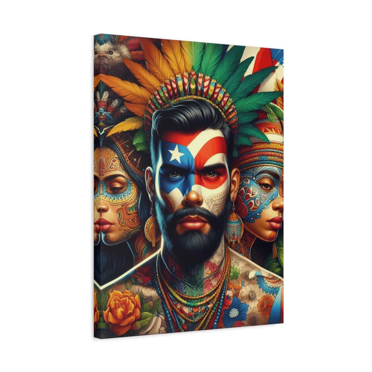 La Isla del Encanto Taíno Symbol Design Vibrant Cultural Art Canvas Print, Wall Decor, Home Decoration, Unique Artwork, Bohemian Style, Gift for Art Lovers