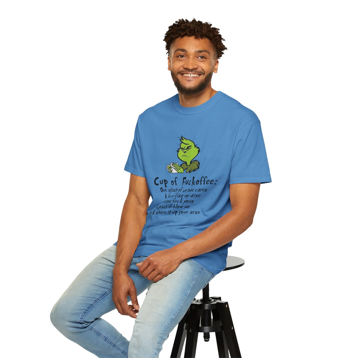 Holiday Graphic Tees  Cozy Festive Wear Funny Grinch-Inspired Unisex T-Shirt Cup of Fuckoffee