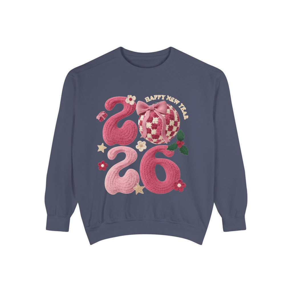 Happy New Year 2026 Sweater  Pink Festive Graphic Sweatshirt