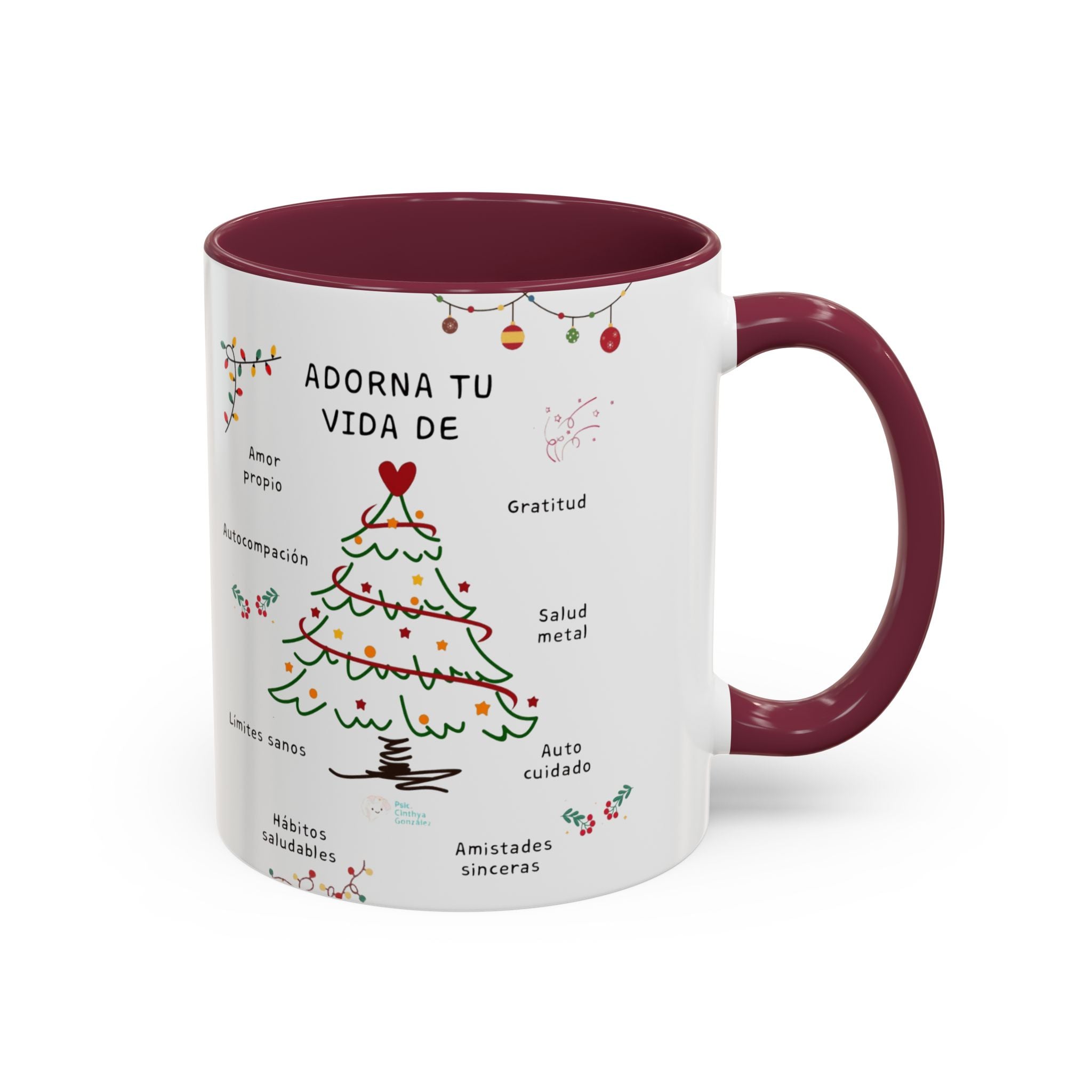 Mug — 'Adorna Tu Vida' Christmas Tree Spanish Holiday Coffee Mug (11oz/15oz)
