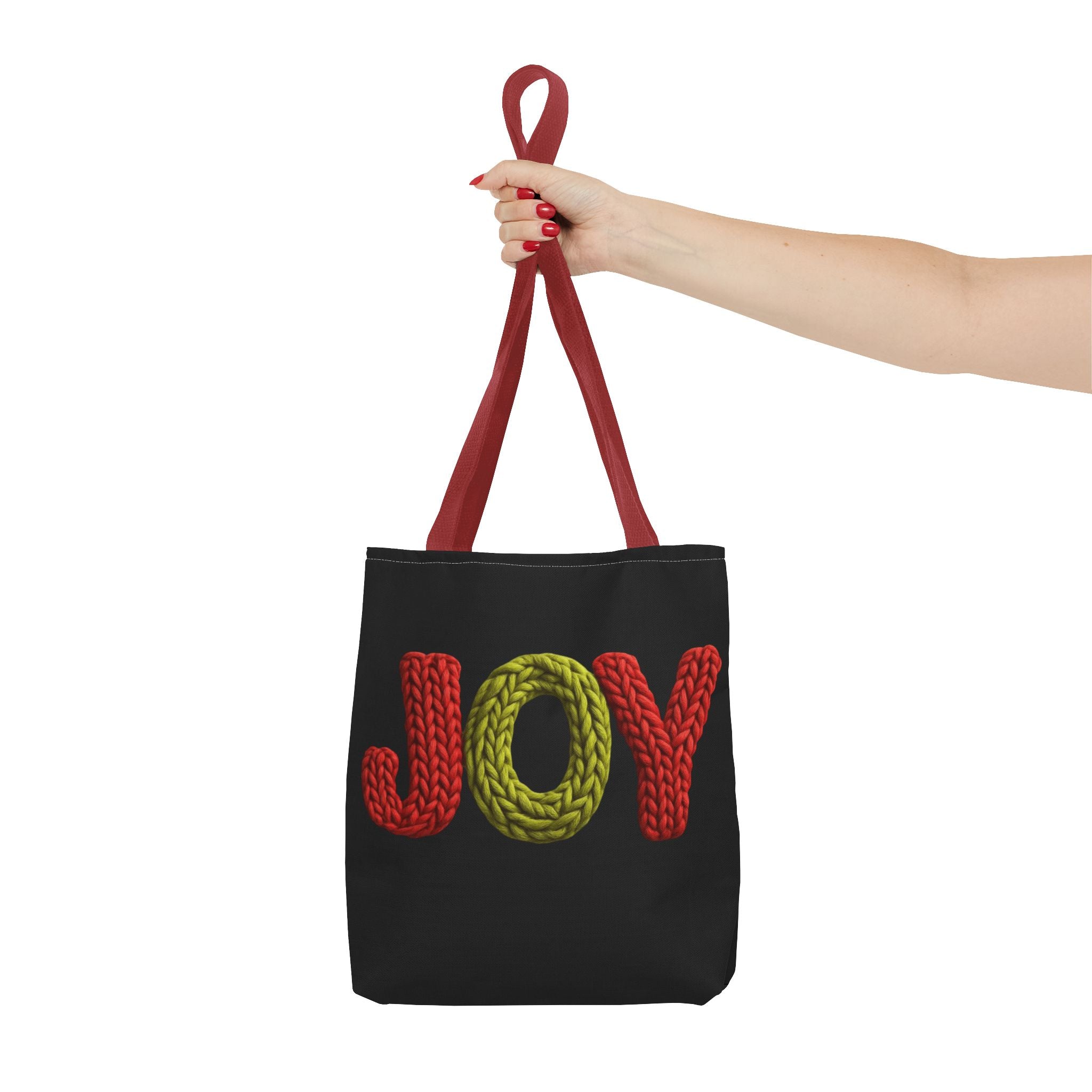 Christmas Tote Bag  Festive Holiday DesigJoy Knit Tote Bag  Colorful 'JOY' Yarn Design, Cozy Holiday Gift Tote