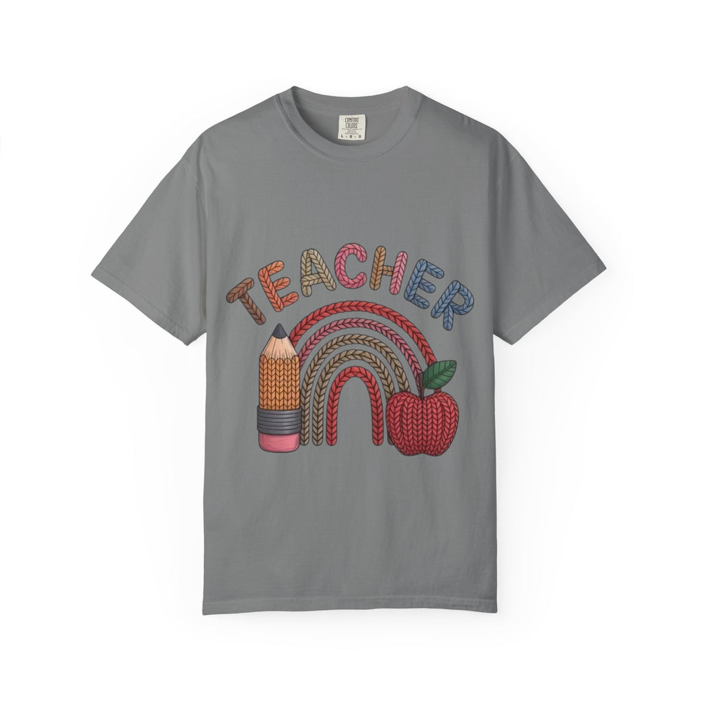 Teacher Rainbow Pencil & Apple T-Shirt — Back-to-School Gift for Educators