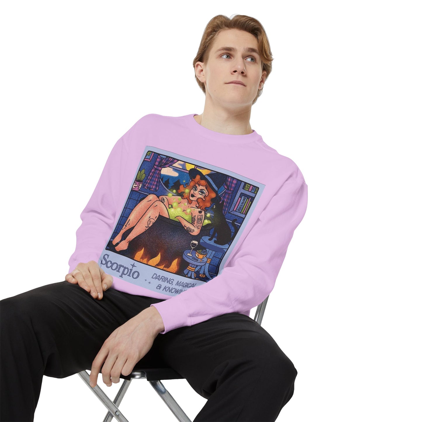 Halloween Sweater Scorpio Sweatshirt | Garment-Dyed Cozy Top, Astrology Gift, Zodiac Apparel, Witchy Fashion, Fall Wardrobe Essential