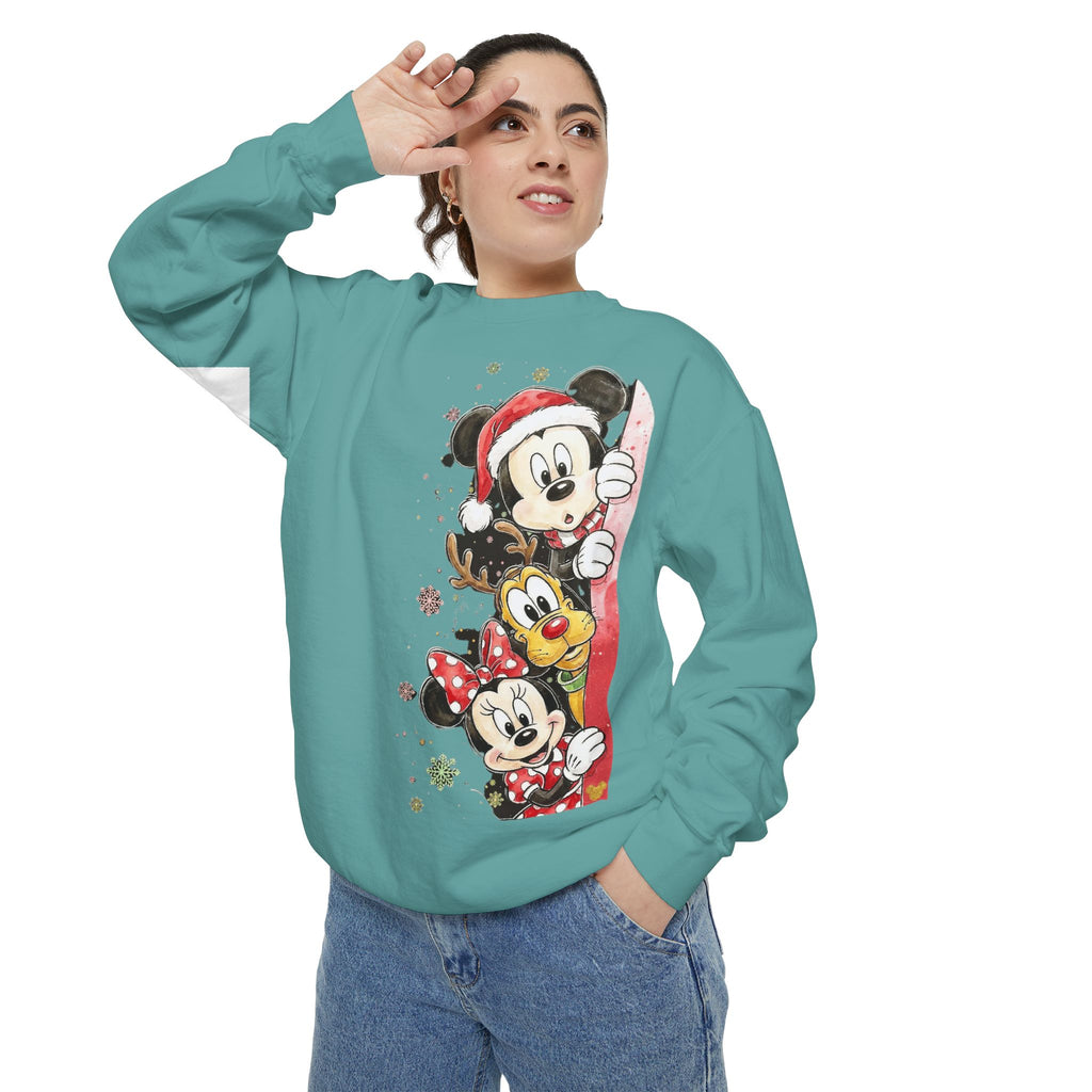 Christmas Disney Characters Sweatshirt  Mickey, Minnie & Pluto Holiday Crew Cartoon Christmas T-shirts and Sweaters