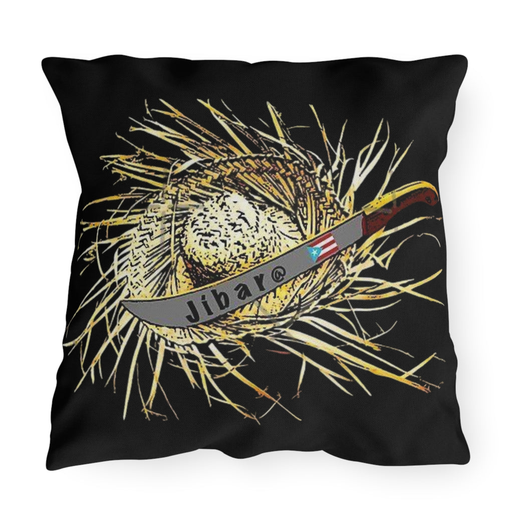 Puerto Rico Culture Pillow Outdoor Pillow – Rustic Straw Hat & Machete Design (Jibaro)
