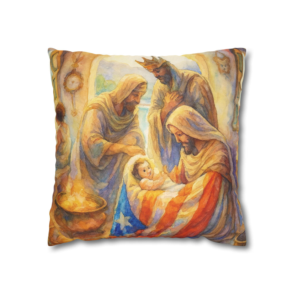 The Tree Kings with  Baby Jesus Decorative Pillow los Tres Reyes Magos Puerto Rico Culture Pillow