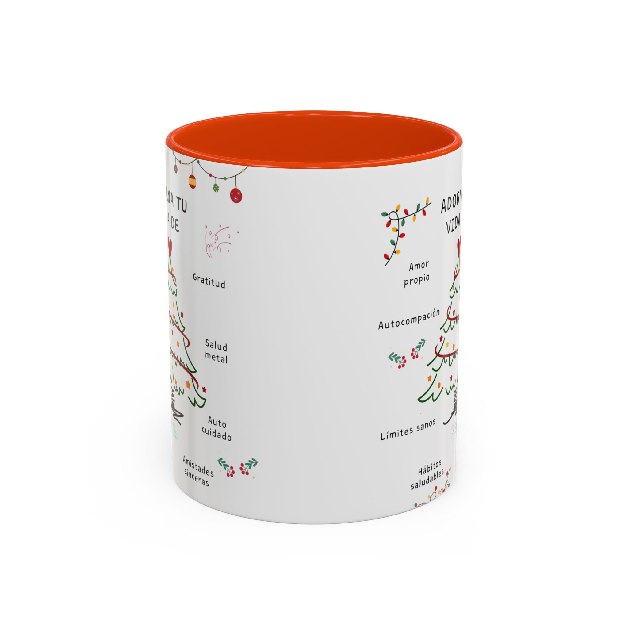 Mug — 'Adorna Tu Vida' Christmas Tree Spanish Holiday Coffee Mug (11oz/15oz)