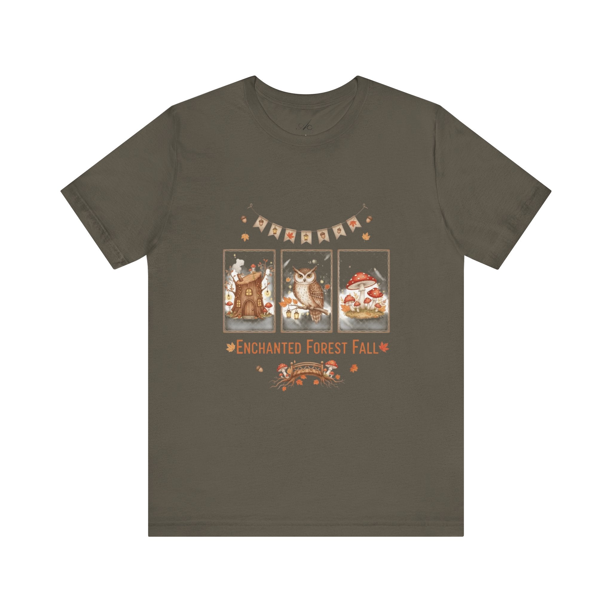 Enchanted Forest Fall Tee, Cute Owl Shirt, Autumn Graphic Tee, Nature Lover Gift, Cozy Fall Apparel, Wildlife T-Shirt, Unisex Fall Top
