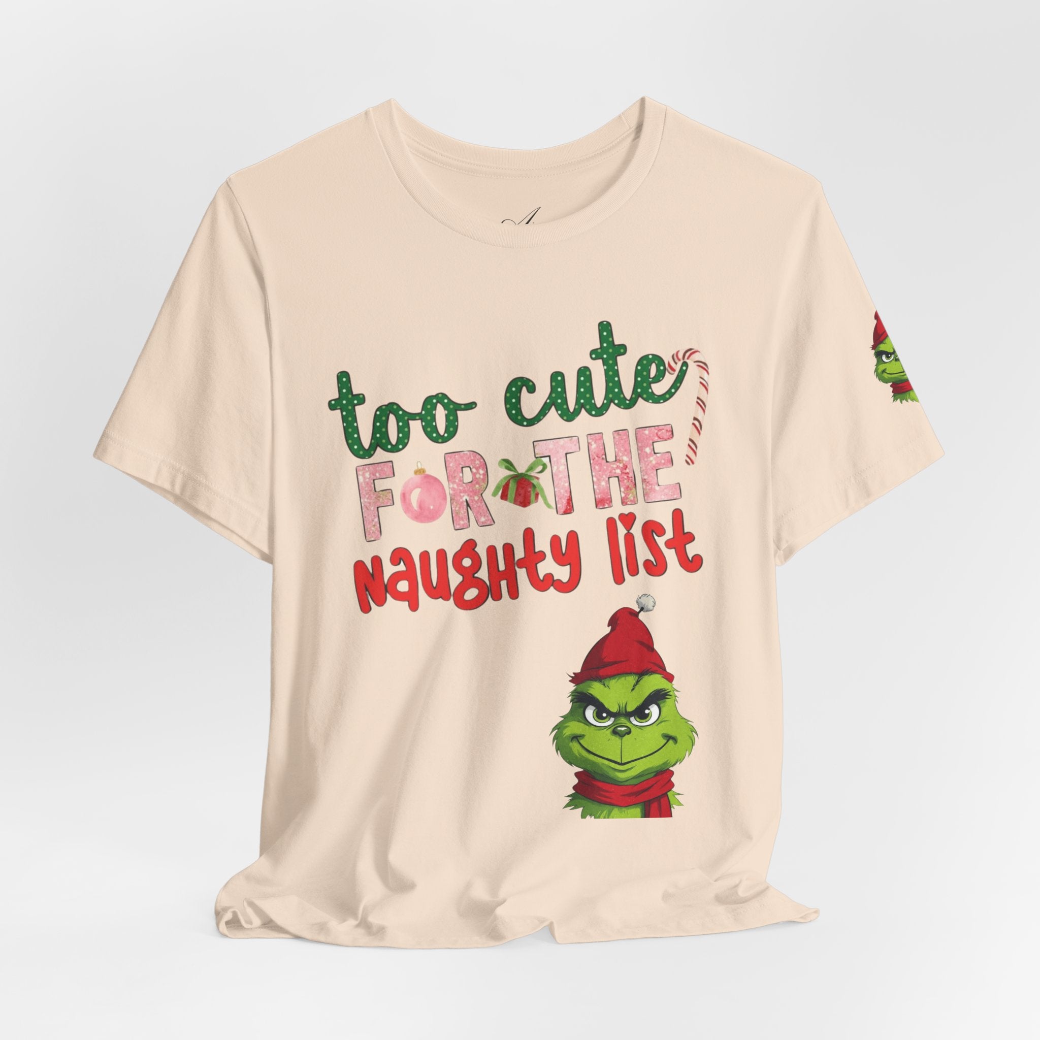 Christmas T-Shirts and Sweatshirts Collection Cute Grinch Holiday Tee 'Too Cute for the Naughty List' Unisex Jersey T-Shirt