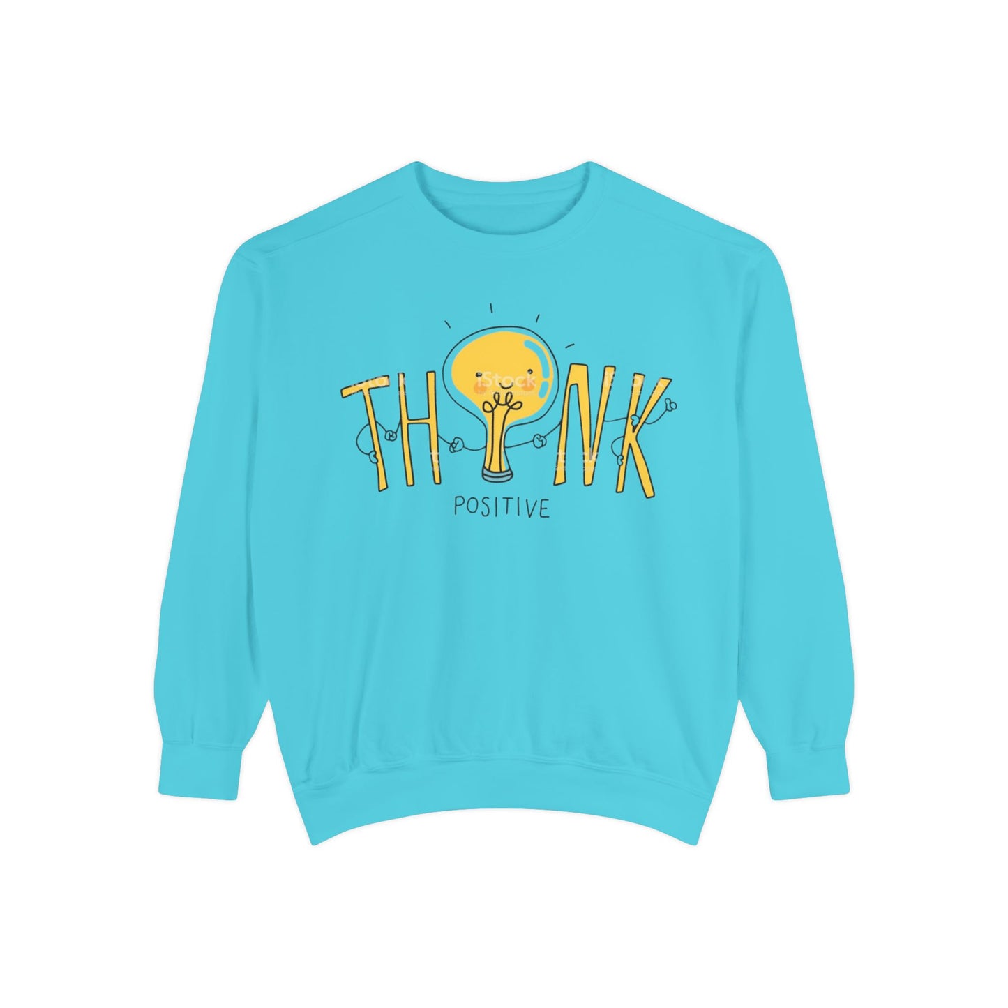 Think Positive Sweatshirt  Cute Lightbulb Graphic Positive Vibes Crewneck