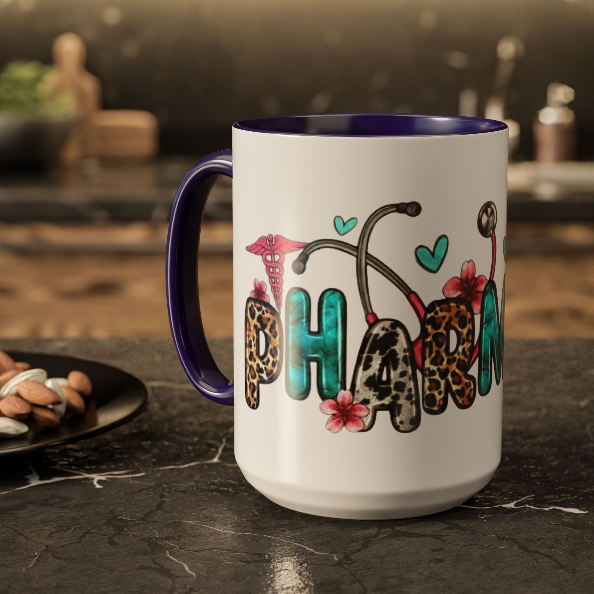 Pharmacy Nurse Coffee Mug — Cute Leopard & Teal Medical Design (11oz/15oz)Christmas mug for all healthcare heroes