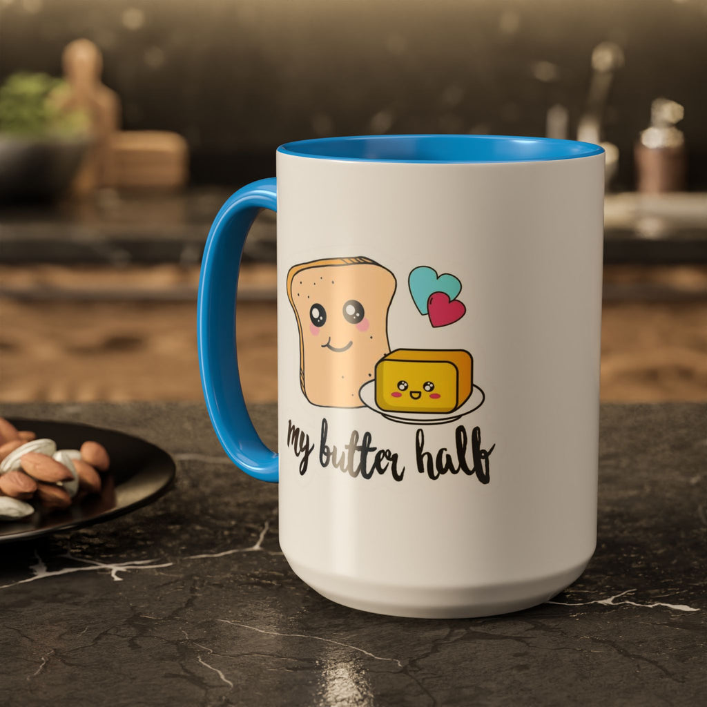 Motivational & Funny Quote Mugs Uplifting Coffee Cup Gifts Cute Foodie Relationship Mug My Butter Half Design, Colorful 11oz & 15oz