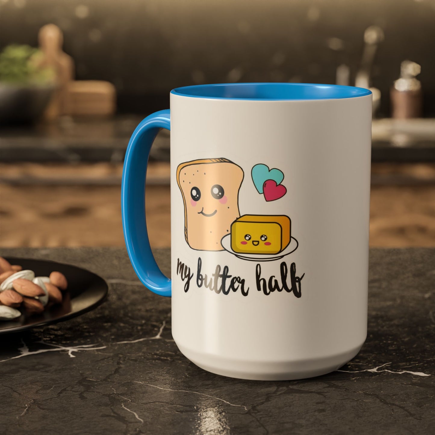 Motivational & Funny Quote Mugs Uplifting Coffee Cup Gifts Cute Foodie Relationship Mug My Butter Half Design, Colorful 11oz & 15oz
