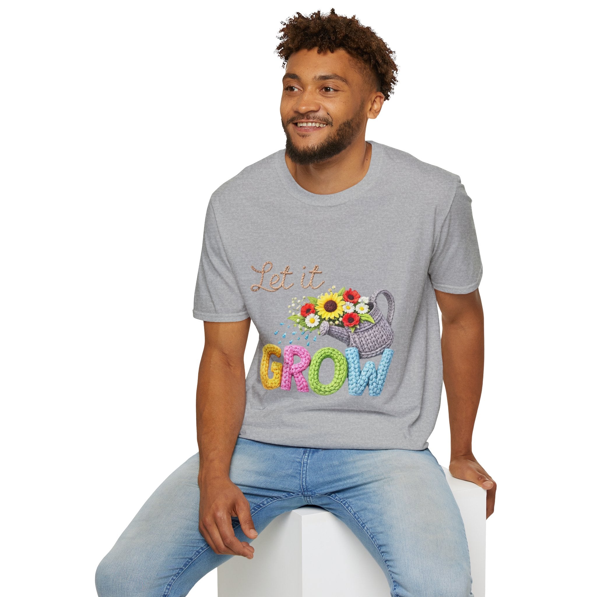 Let It Grow T-Shirt — Floral Watering Can Garden Tee
