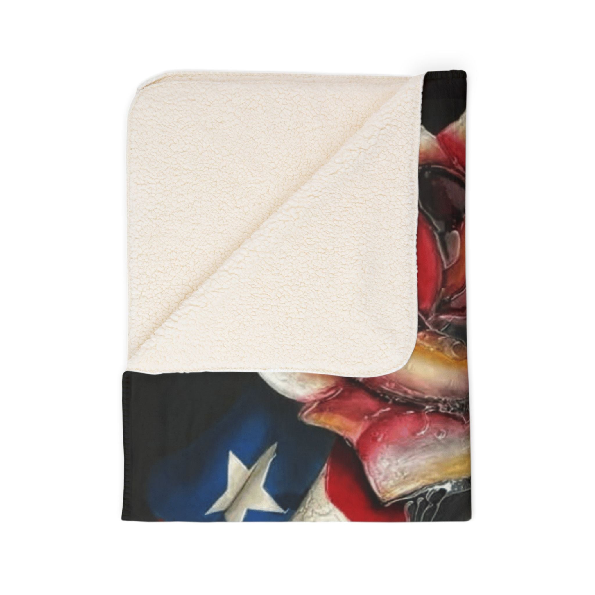 Puerto Rico Design Blanket! Patriotic Rose Face Fleece Sherpa Blanket