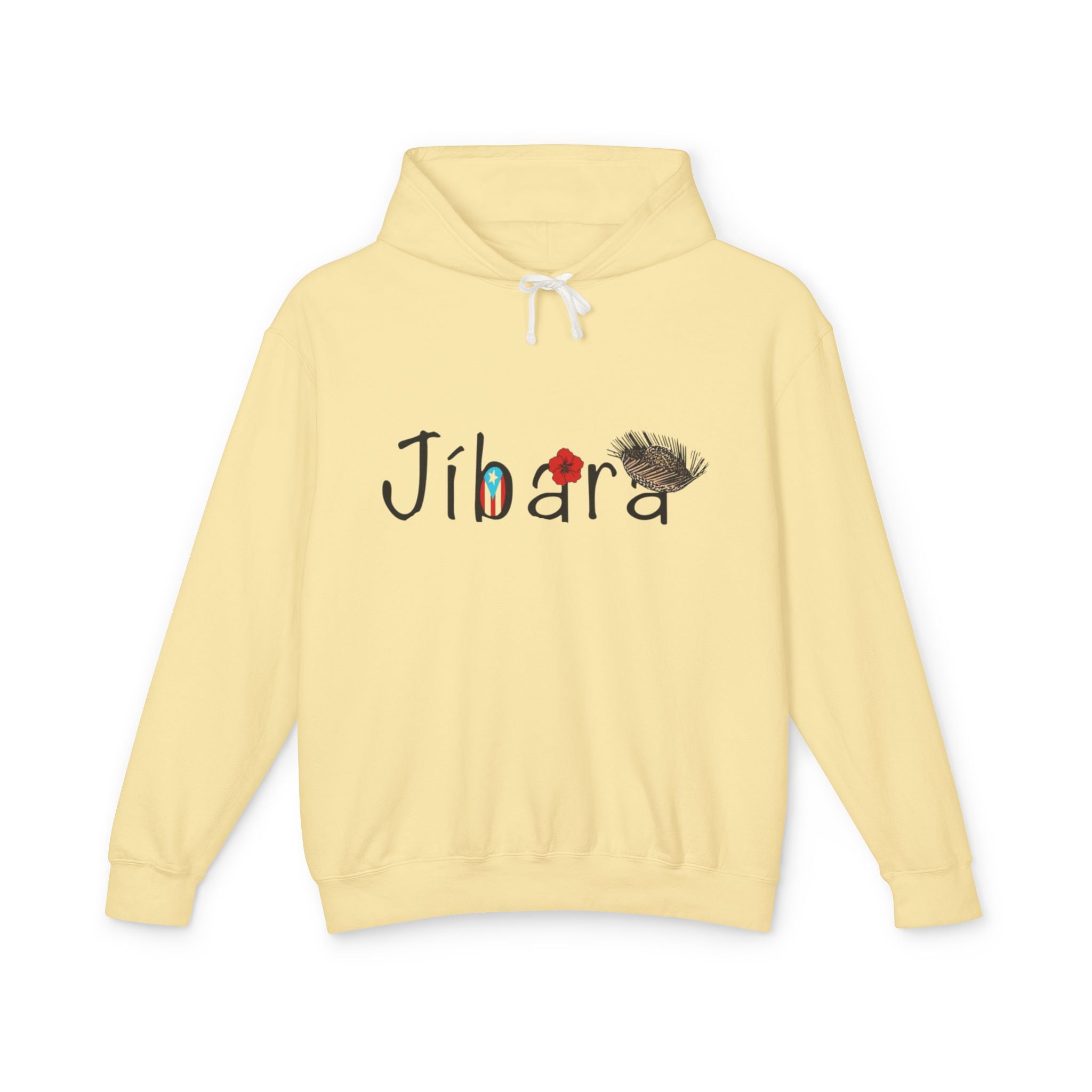Jíbara Hoodie — Puerto Rican Heart Flag Lightweight Hooded Sweatshirt
